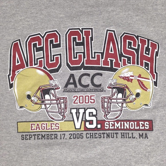 Seminoles Vs Eagles 2005 ACC Clash T-Shirt Mens XXL Gray‎ NCAA College Champion - Picture 2 of 13